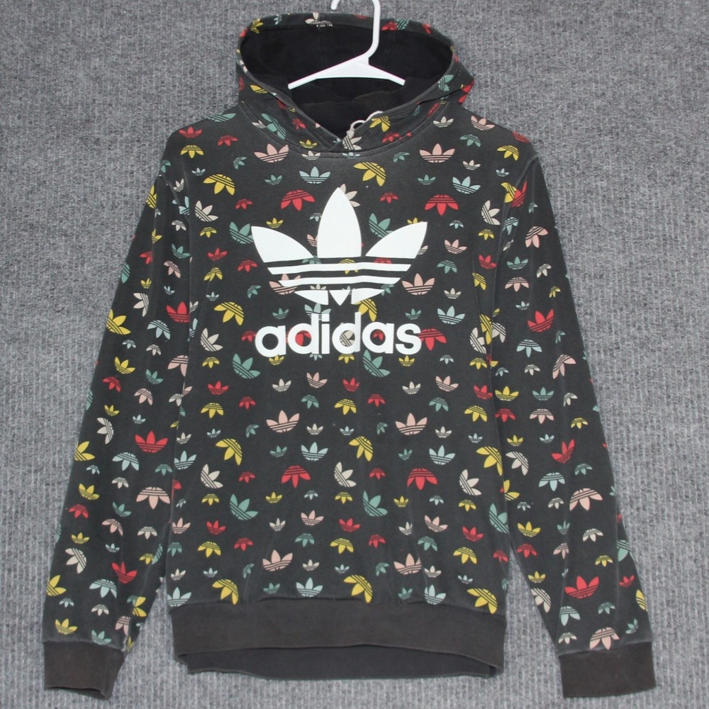 Adidas Kids Originals Trefoil Logo All Over Print Hoodie Sweatshirt Size XL